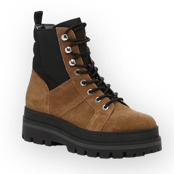 MARC FISHER NWOB Sashia Platform Combat Lace Up Boots Brown Suede Size 9 - Picture 2 of 9